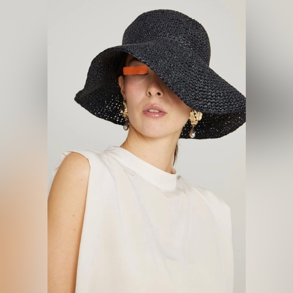 NWOT ‘S Max Mara Label-cut Wide-brimmed Raffle Effect Cloche Size: S/M Spring - Picture 2 of 14